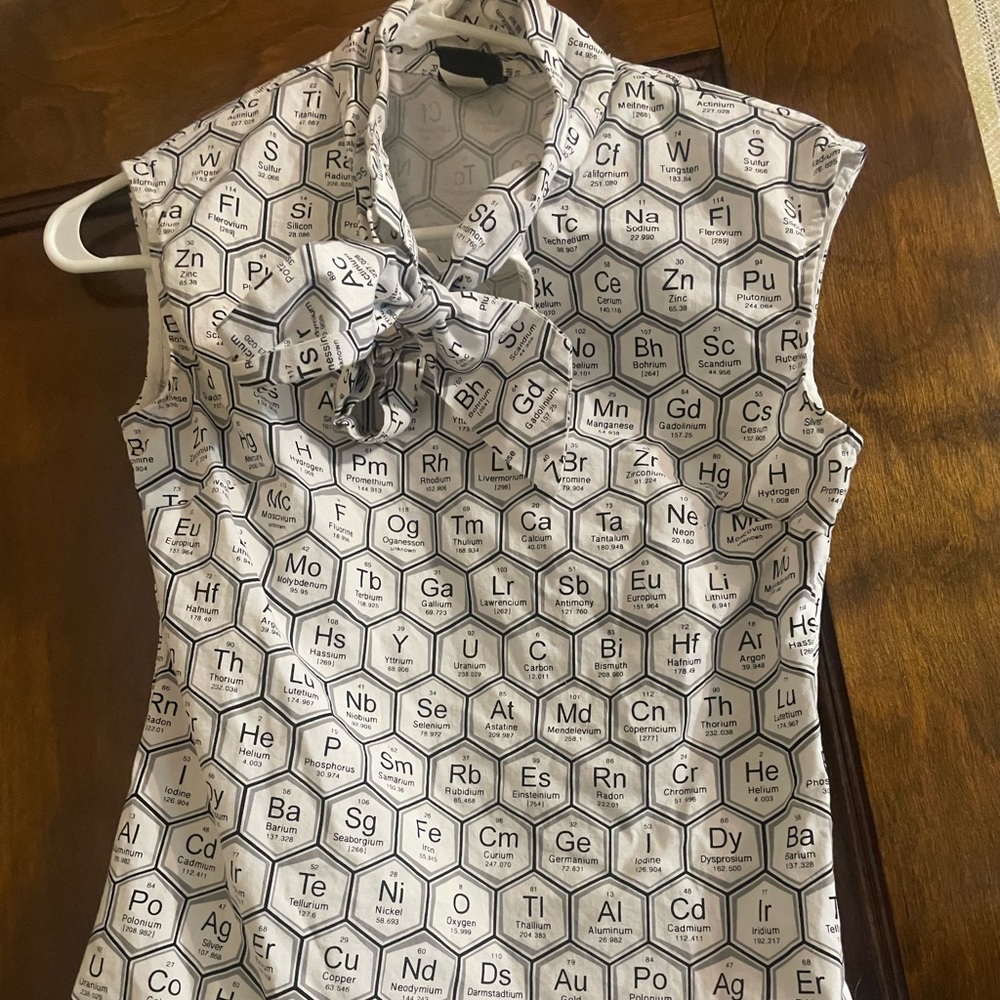 Retrolicious periodic table of elements bow blouse XS